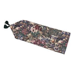 Floral Spring Table Runner Amaryllis Bulbs Hydrangeas Roses with Green Tassels